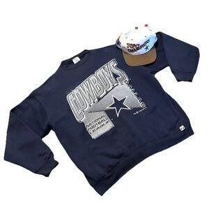 Dallas Cowboys Vintage 90s Large Print Sweatshirt X Large W/Vintage SnapBack Hat